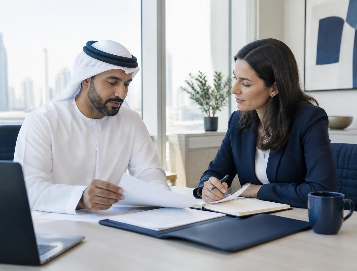 Business owner discussing records with an accountant